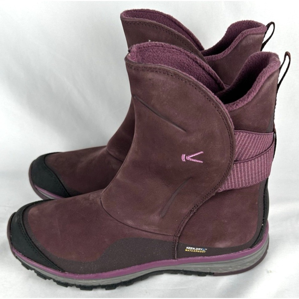 Keen Purple Waterproof Suede Pull On Boots Womens Sz 8 Keep Warm Insulated